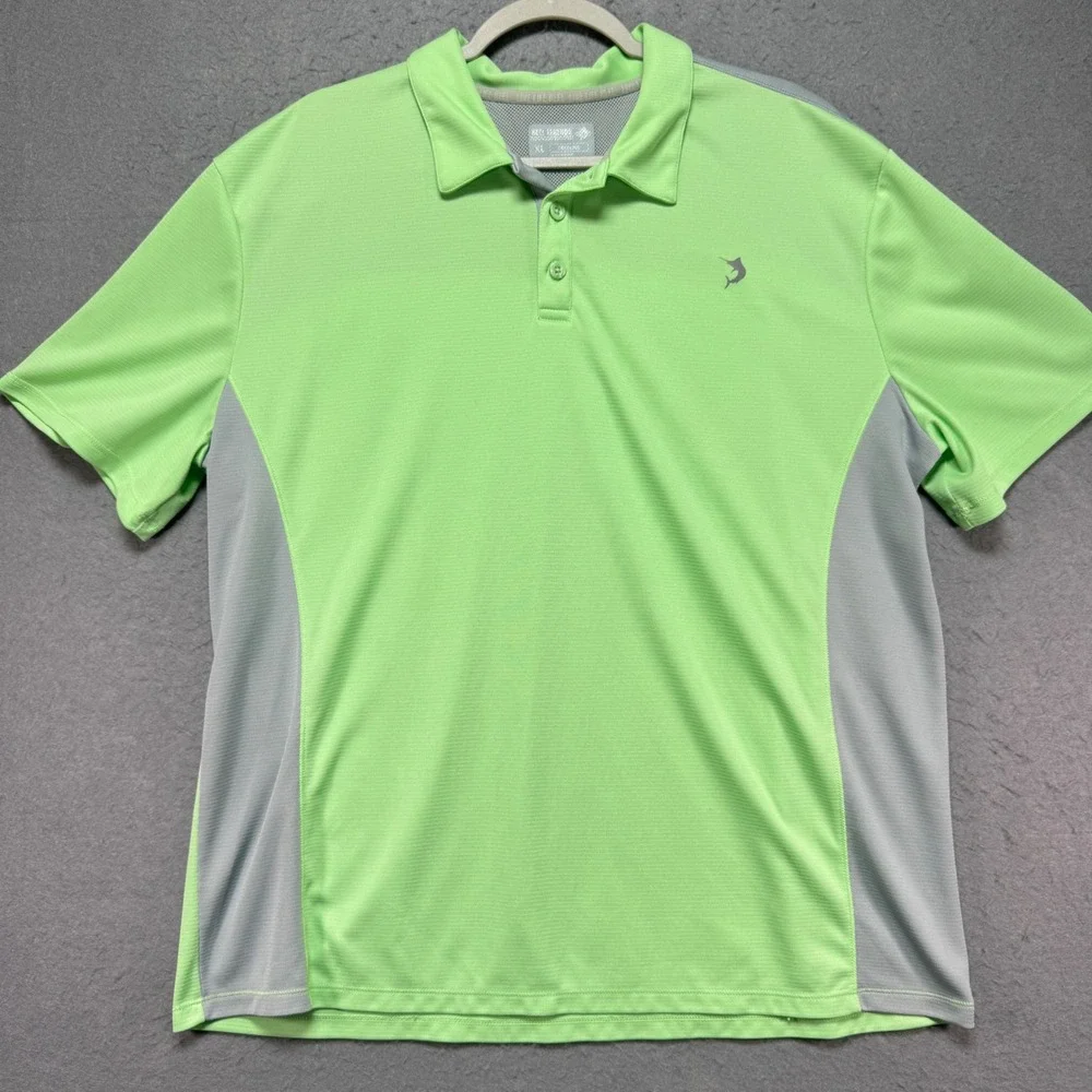 Reel Legends Mens‎ XL Green Gray Fishing Polo Shirt Performance Quick Dry